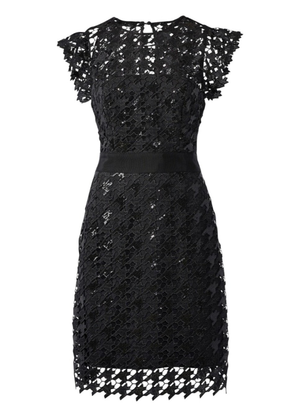 NEW Milly Houndstooth Sequin Crocheted Lace Sheath Dress